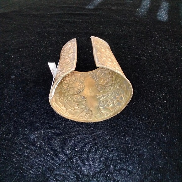 Iris Apfel & Bajalia Brass Turquoise & Coral Inlay HUGE Statement Cuff Bracelet - Picture 4 of 16